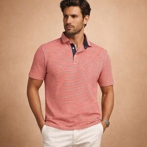 Men's Red Striped Polo Shirt